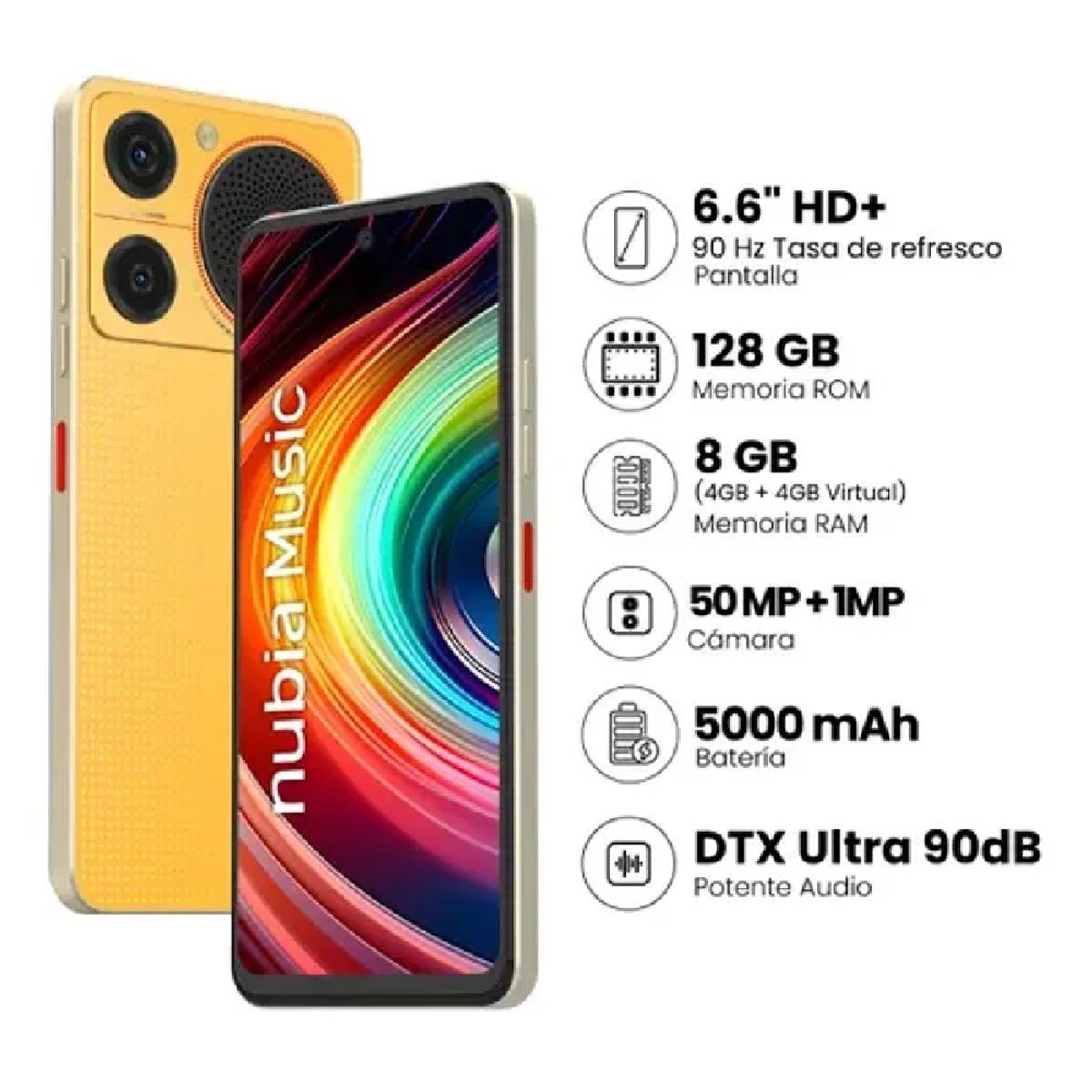 ZTE - CELULAR ZTE NUBIA MUSIC LIBRE - PANTALLA 6.6' HD+ - 128 GB + 4 GB RAM EXPANDIBLE