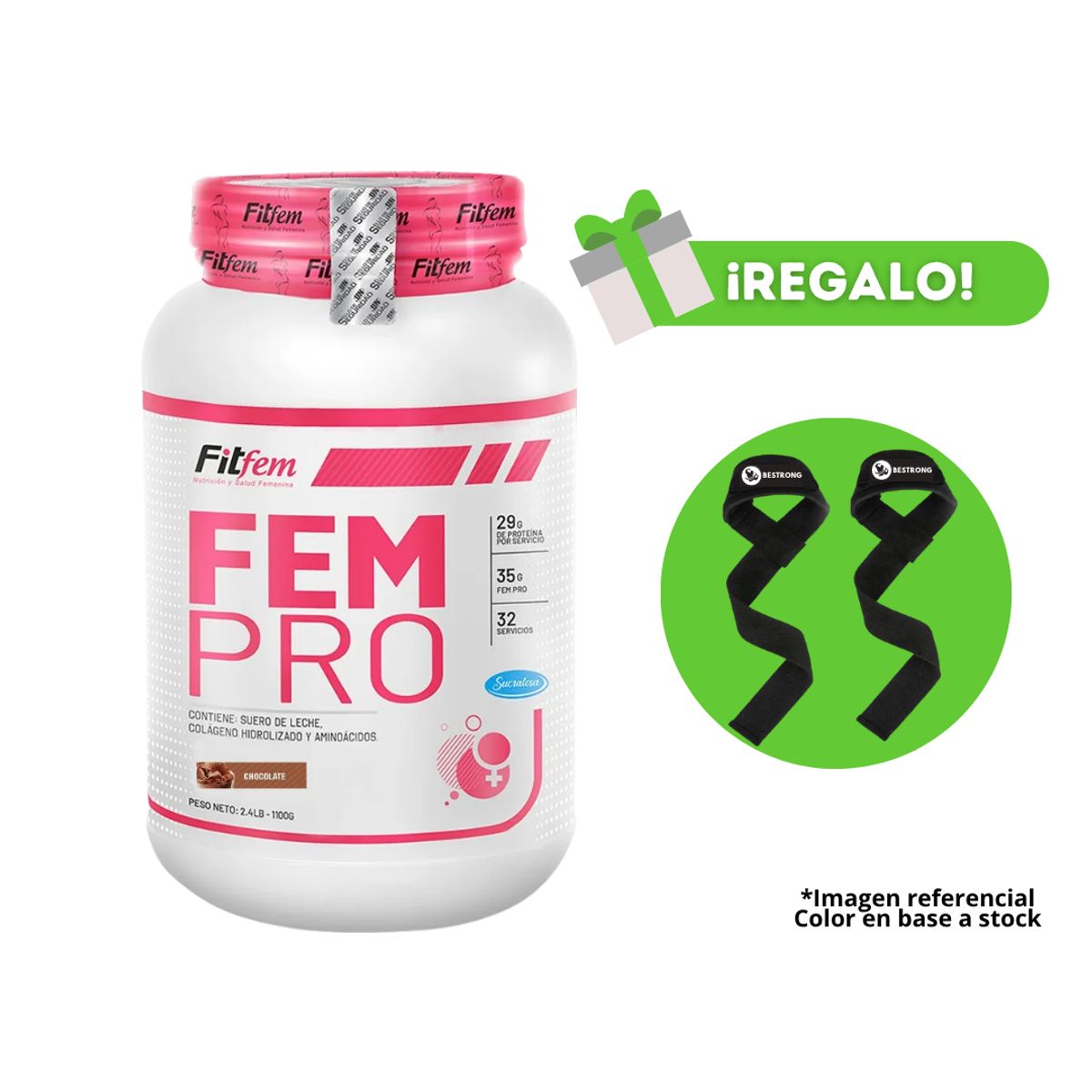 FITFEM - PROTEÍNA FEM PRO 1KG CHOCOLATE + STRAPS