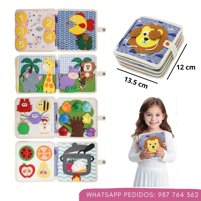 GENERICO - Libro sensorial con actividades Montessori Modelo Leoncito