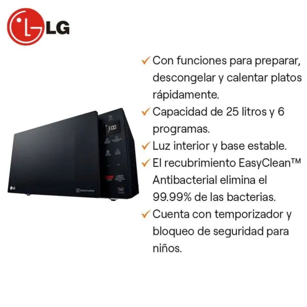 LG - Horno Microondas LG MS2536GIS EasyClean 25L