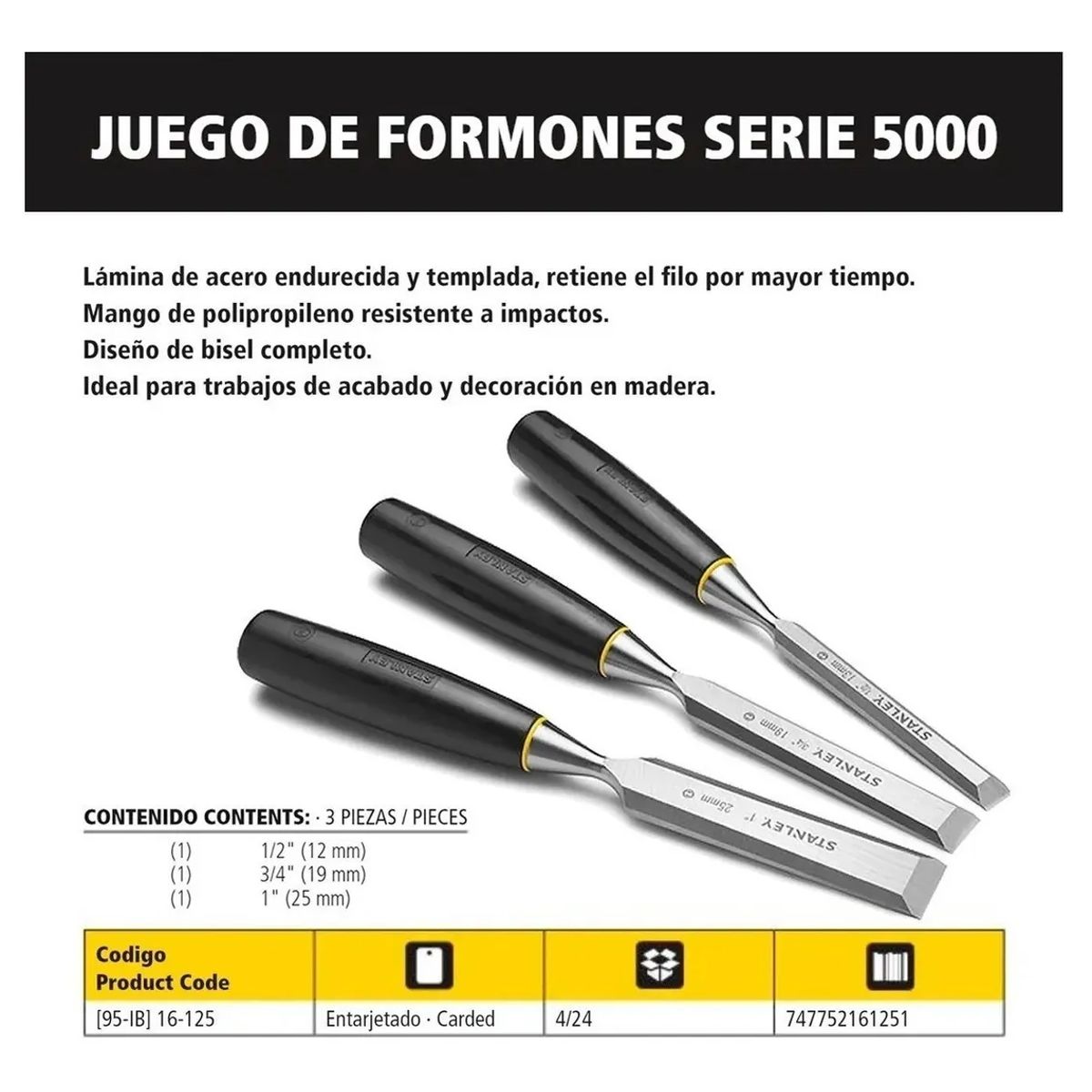 STANLEY - FORMON SERIE 5000 JUEGO X 3PZS 16-125LA STANLEY