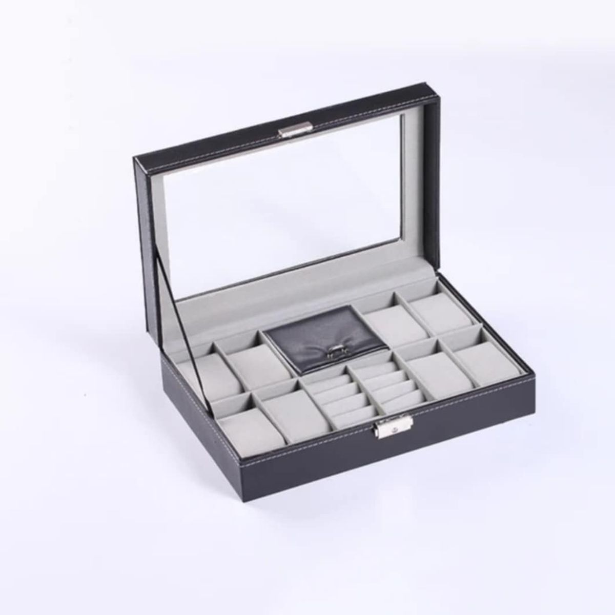 GENERICO - Caja de Reloj Organizador Porta Reloj Joyas Collar Anillos de Cuero