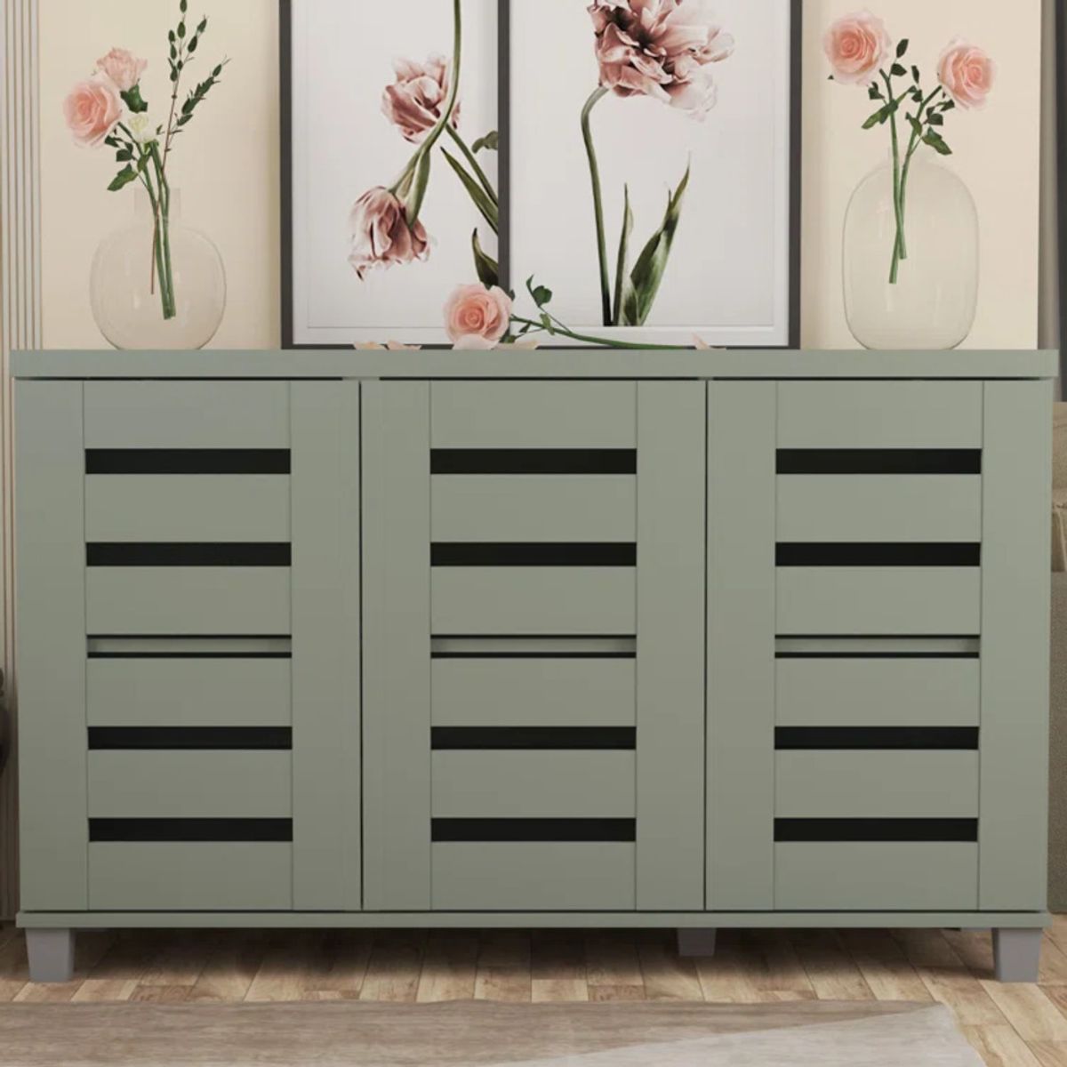 R&R MUEBLES - Zapatera Moderna Ruri 3 Puertas Agave R&R MUEBLES