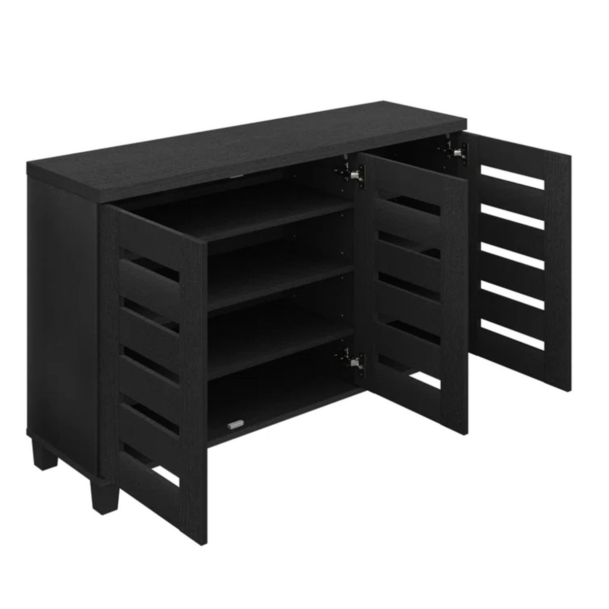 R&R MUEBLES - Zapatera Moderna Ruri 3 Puertas Negro R&R MUEBLES