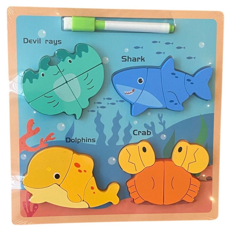 GENERICO - Rompecabezas de Madera de Animales del Océano 4