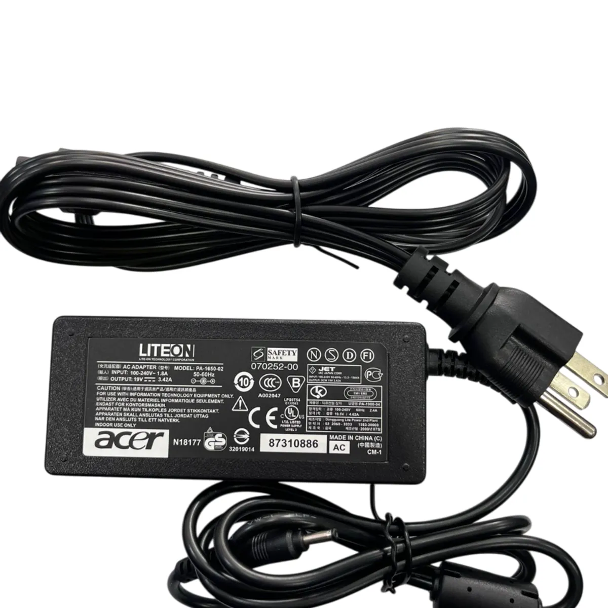 ACER - cargador acer punta fina 19v 3.42 65w