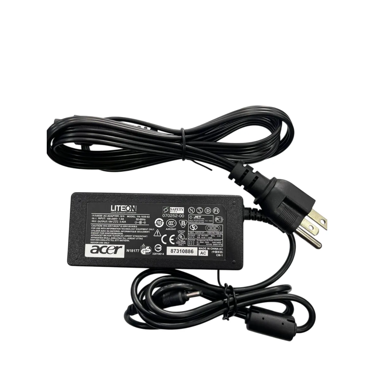 ACER - cargador acer punta fina 19v 3.42 65w