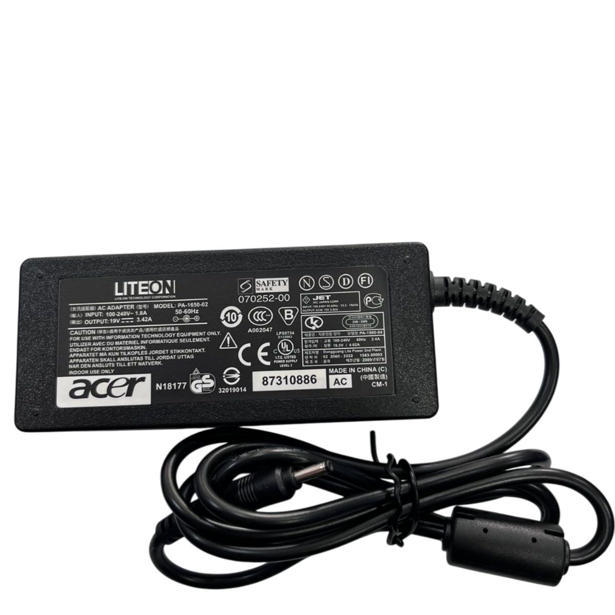 ACER - cargador acer punta fina 19v 3.42 65w