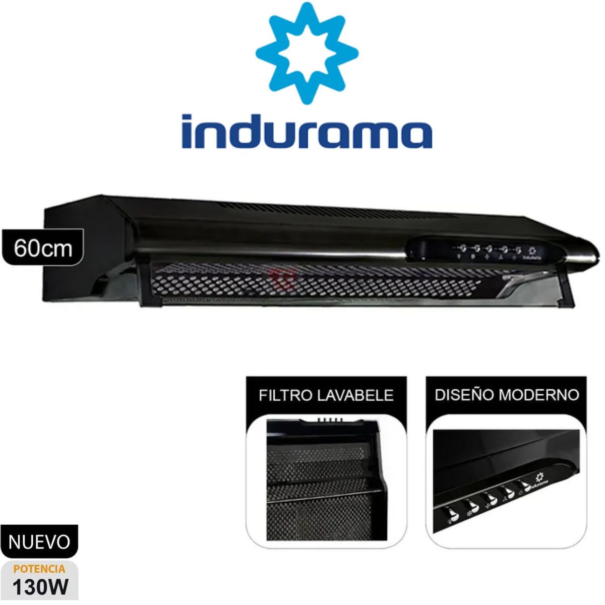 INDURAMA - Campana Extractora Indurama 3 Velocidades CEI-602NE