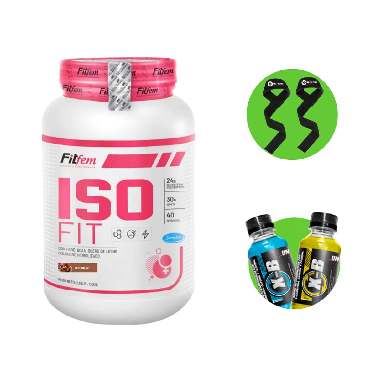 FITFEM - PROTEÍNA ISO FIT 11KG CHOCOLATE + STRAPS + XB