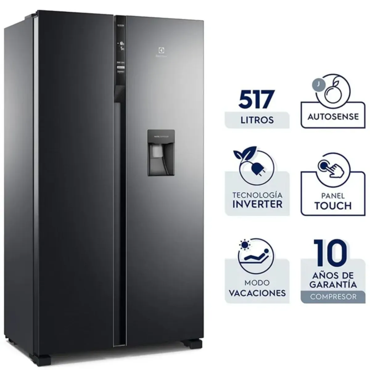 ELECTROLUX - Refrigerador Side by Side Electrolux ERSA53K2HVB INVERTER 514 litros black