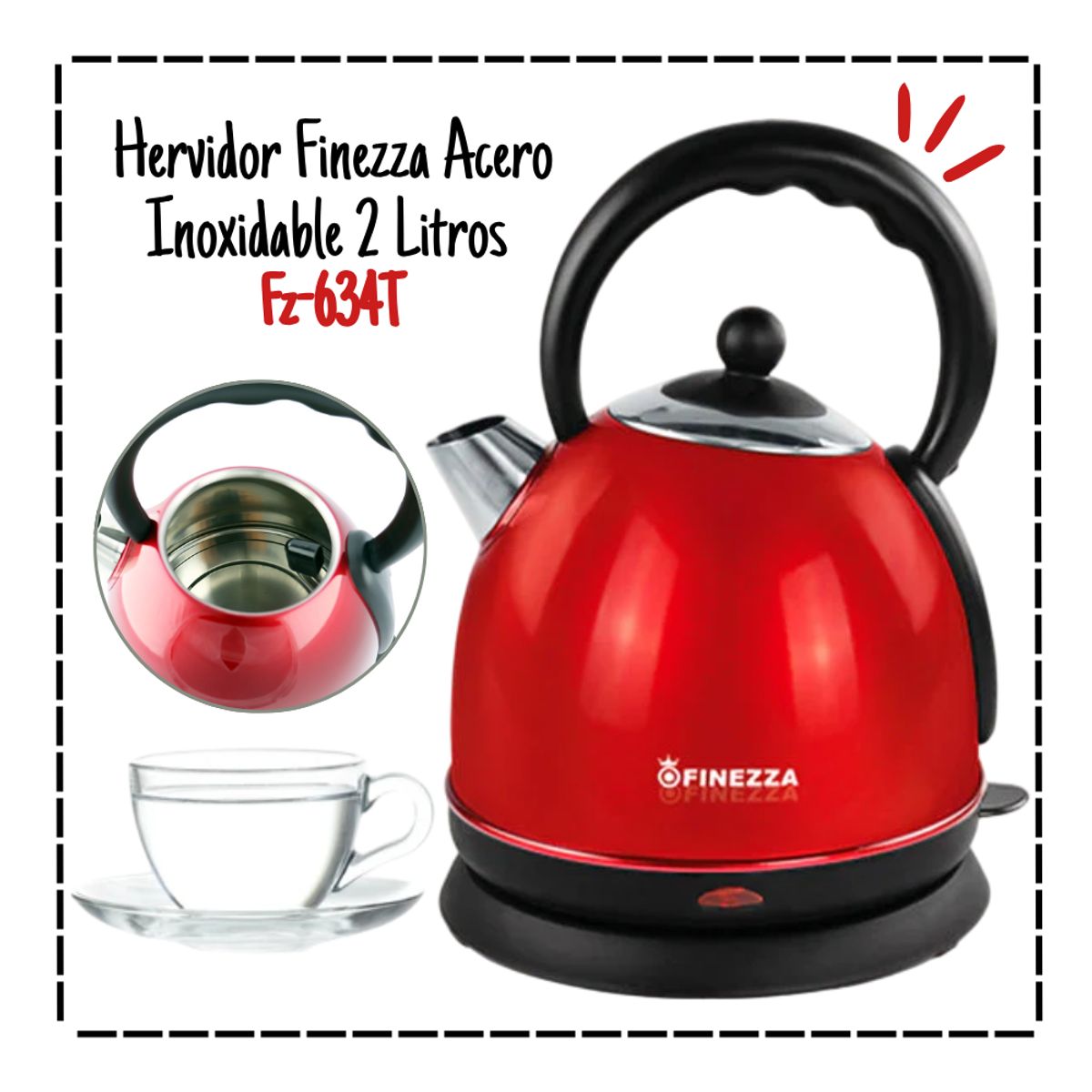 FINEZZA - Hervidor Eléctrico Finezza 2.0 Lt - Fz-634T