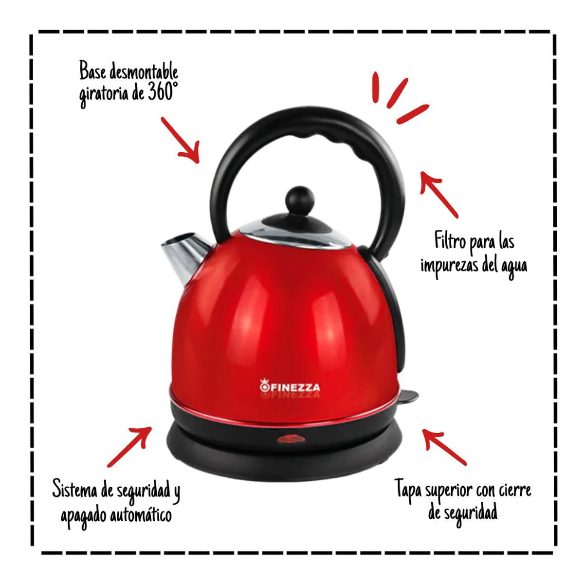 FINEZZA - Hervidor Eléctrico Finezza 2.0 Lt - Fz-634T