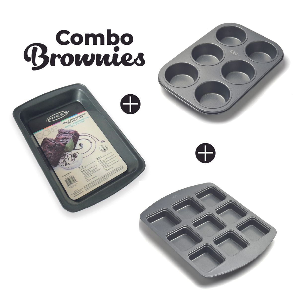 PRESS - COMBO X 3 MOLDES PARA BROWNIES - PRESS