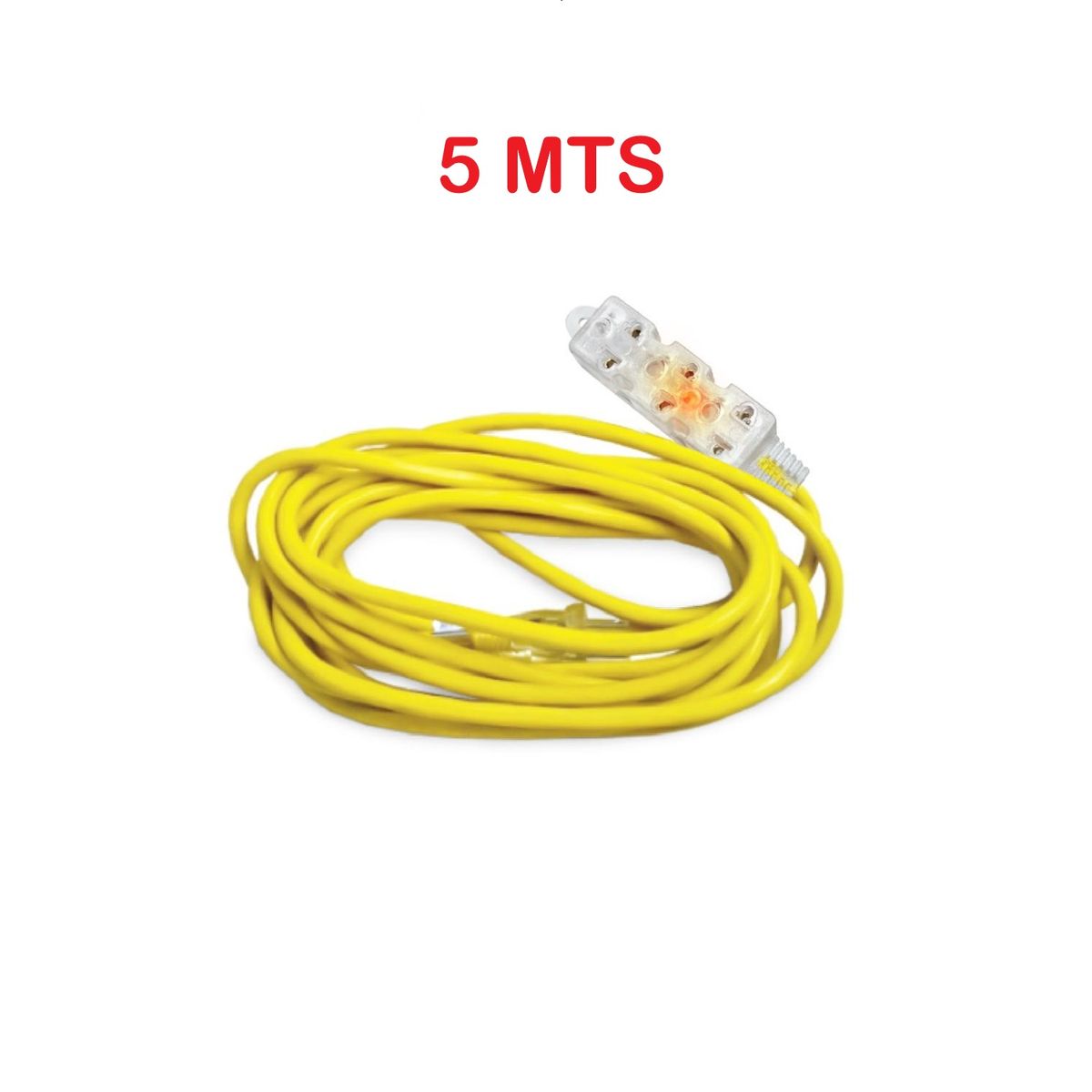 HOME LIGHT - EXTENSIÓN AMARILLA ELÉCTRICA 5MT CABLE VULCANIZADO 3 TOMAS HOME LIGHT