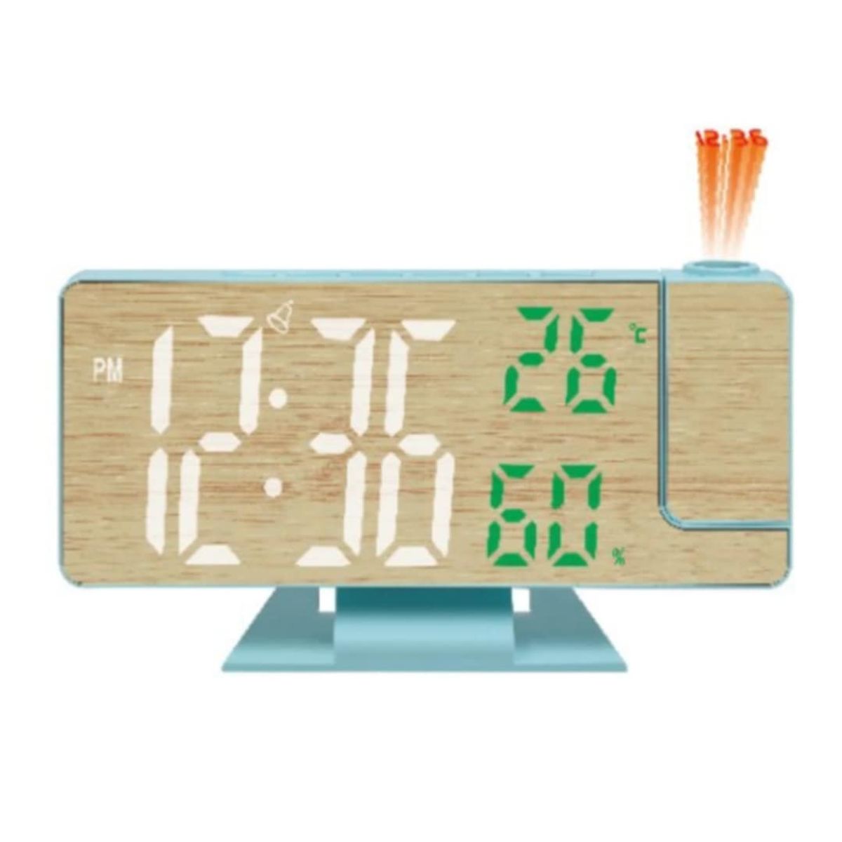 GENERICO - Reloj Digital Proyector Despertador de Hora Alarma Pantalla de Madera