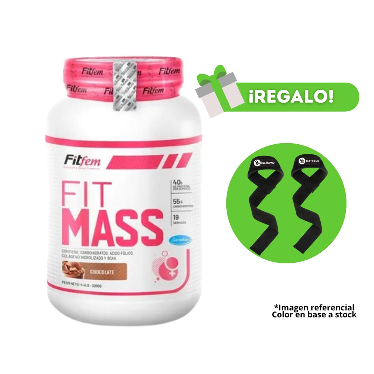 FITFEM - PROTEÍNA FIT MASS 2KG CHOCOLATE + STRAPS