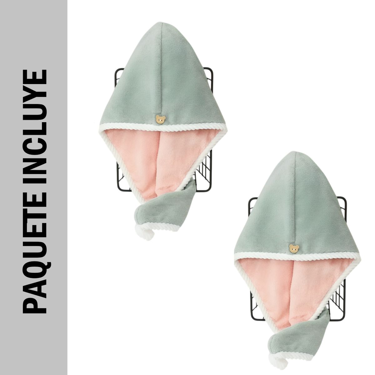 GENERICO - Pack x 2 Toallas microfibra absorbente para cabello - Vede