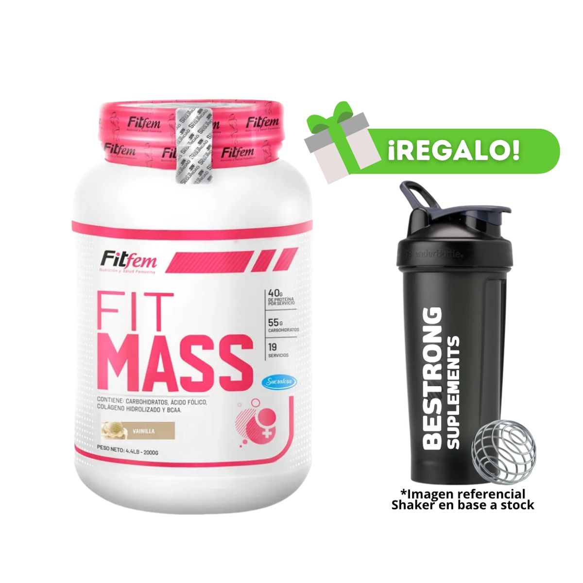 FITFEM - PROTEÍNA FIT MASS 2KG VAINILLA + SHAKER