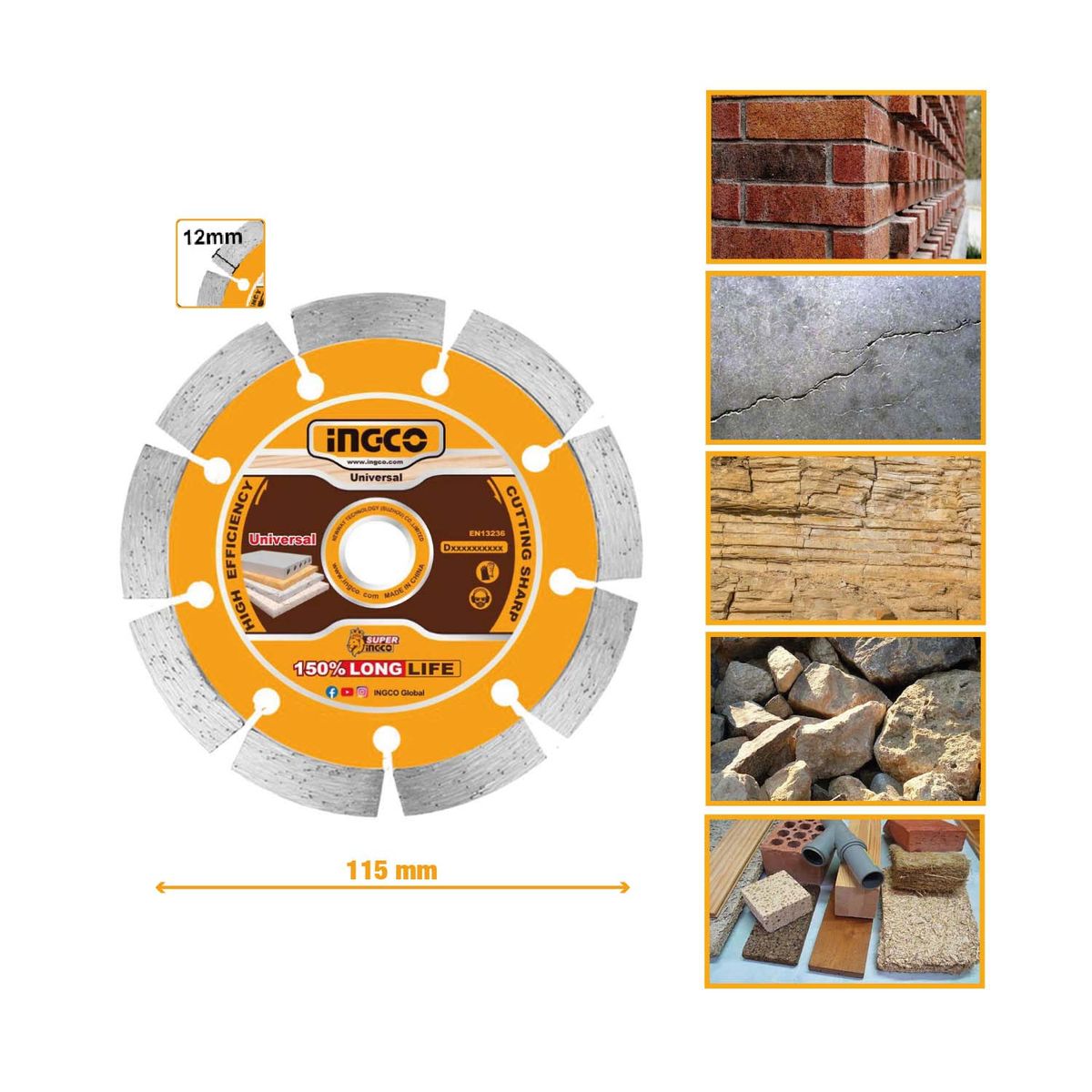 INGCO TOOLS - Set 3 Discos 115mm 4 1/2 Ingco + Disco Corte Metal