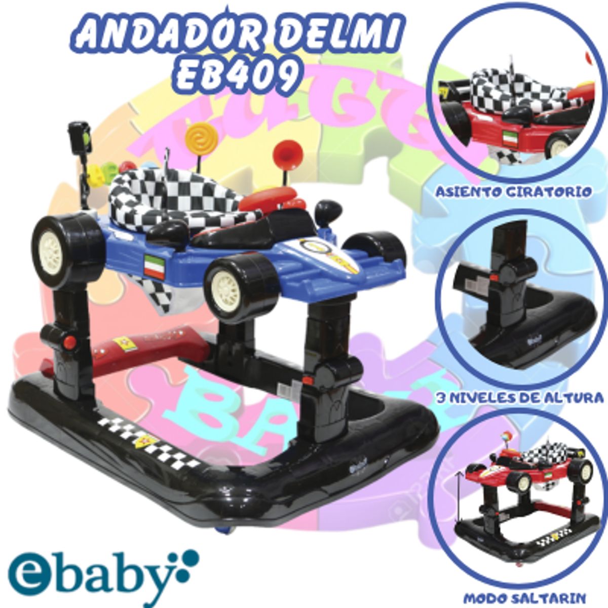EBABY - Andador y Saltarín para bebe Delmi Blue
