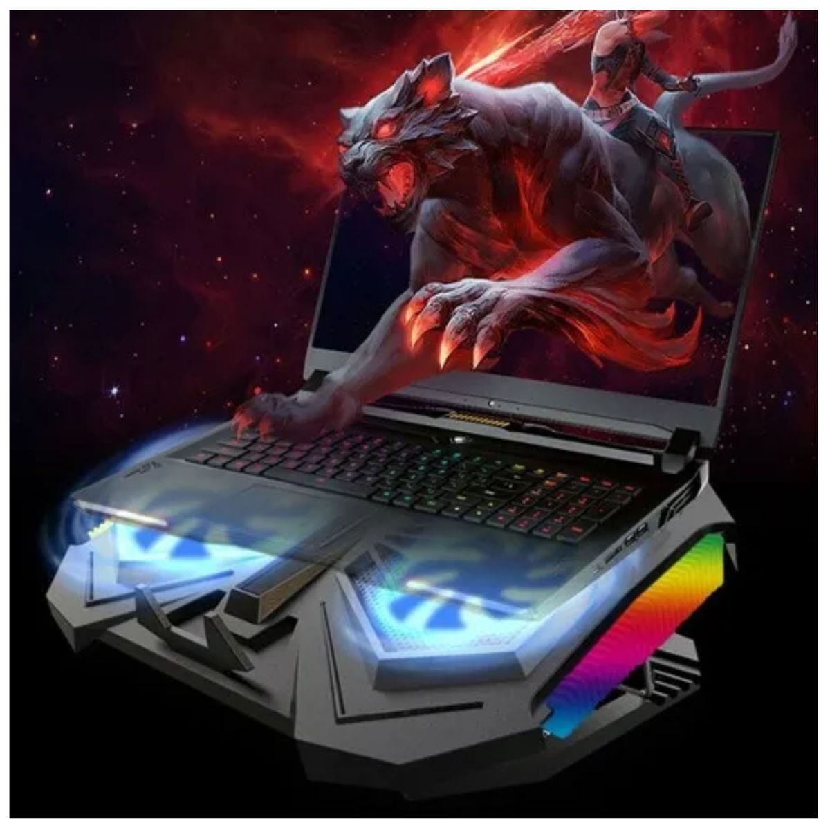 SEISA - Cooler Laptop Gamer Doble Ventilador Soporte Notebook Gamer RGB