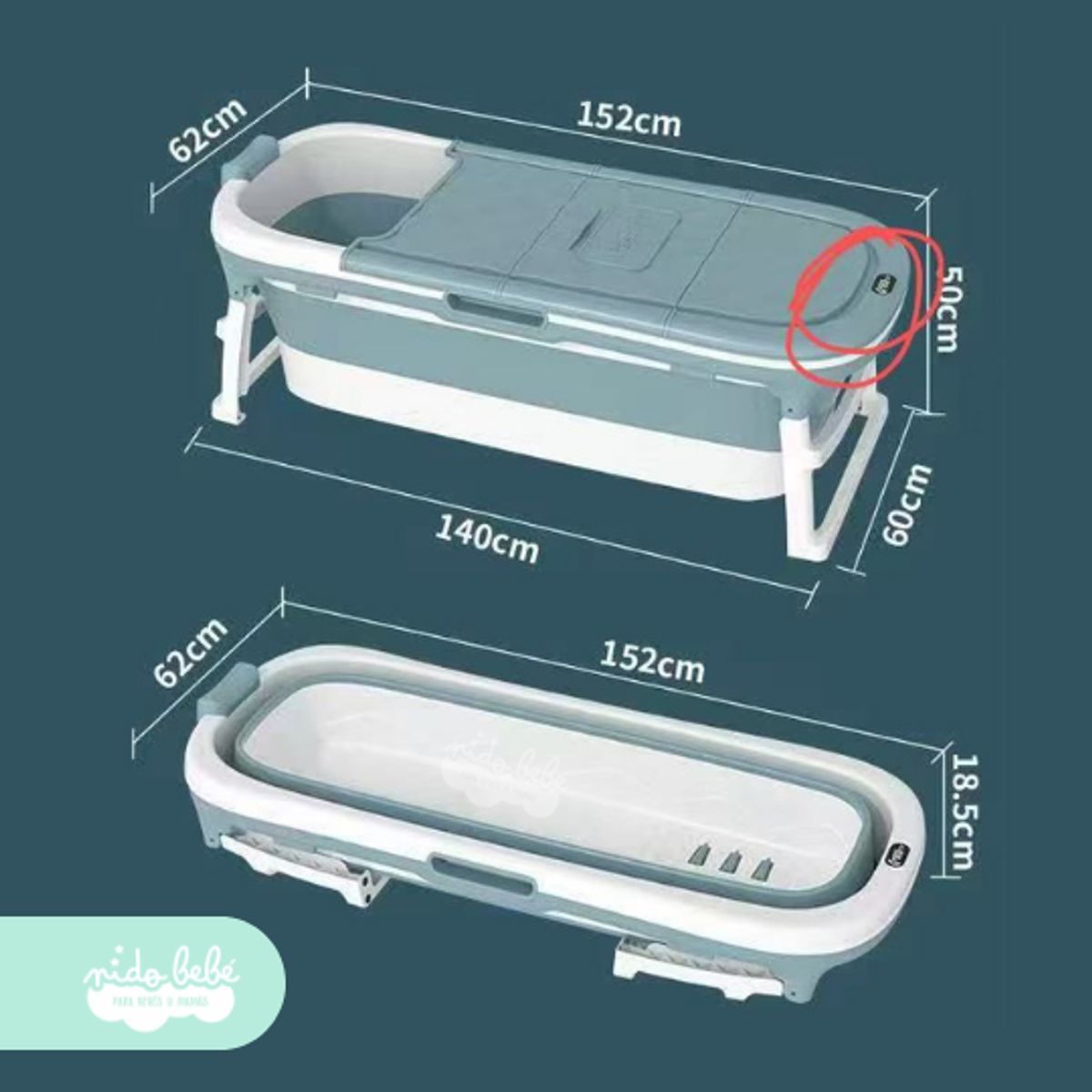 BABY - Bañera Plegable de adulto color celeste