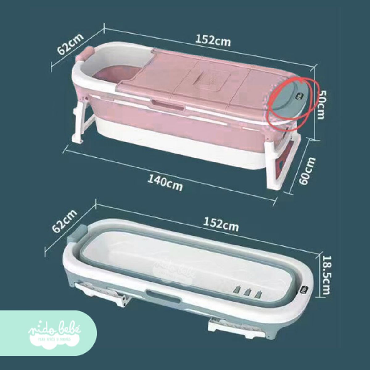 BABY - Bañera Plegable de adulto color rosado