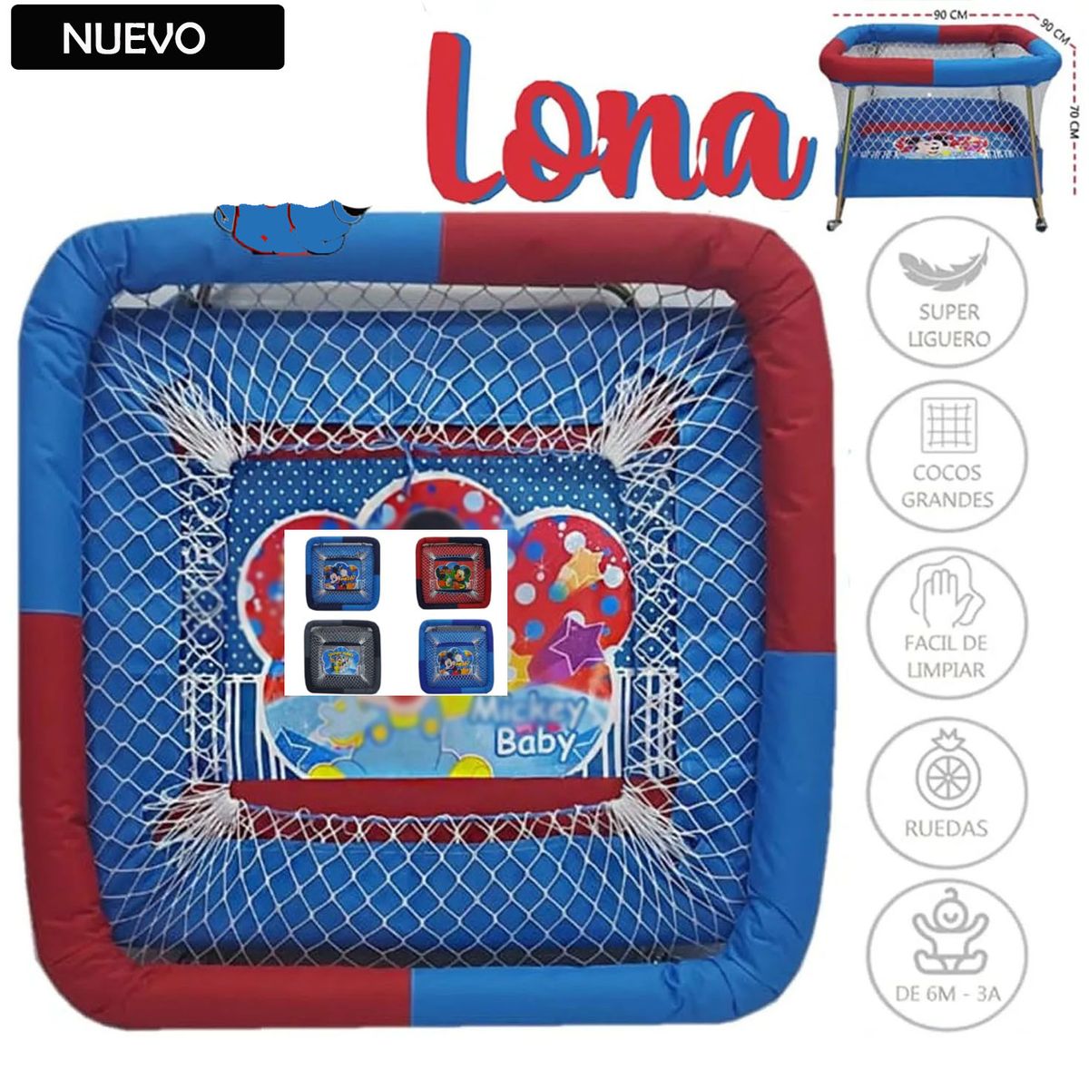 GENERICO - Corral Con Ruedas para Bebes Acolchado Lona Niño