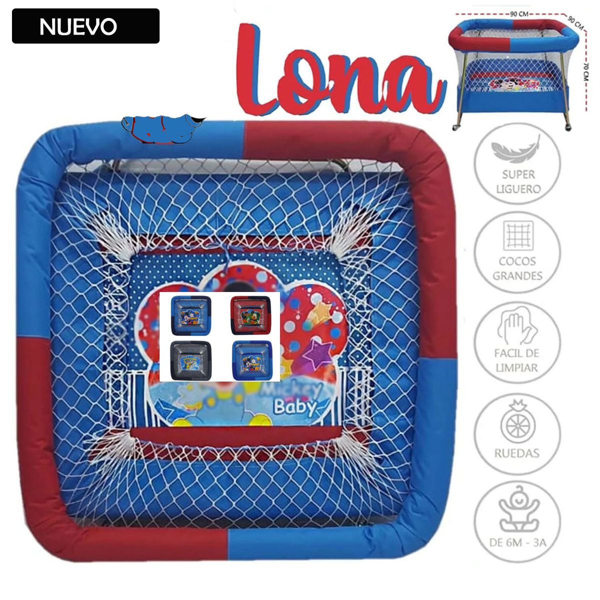 GENERICO - Corral Con Ruedas para Bebes Acolchado Lona Niño