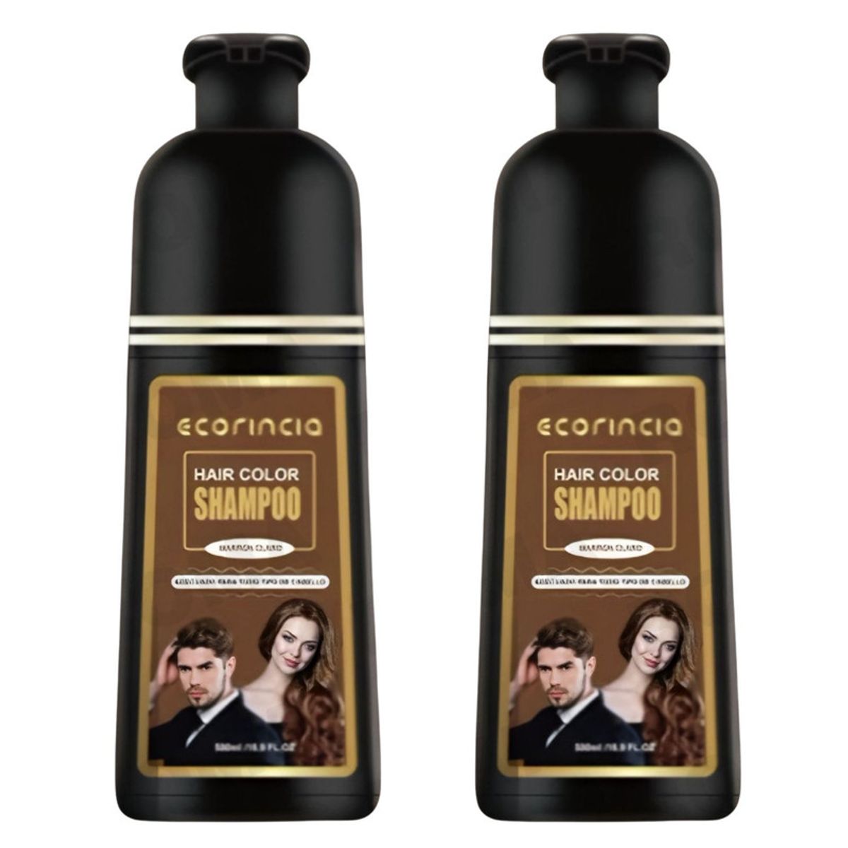 GENERICO - PACK 2 SHAMPOO TINTE 1000ML ECORINCIA  MARRÓN CLARO