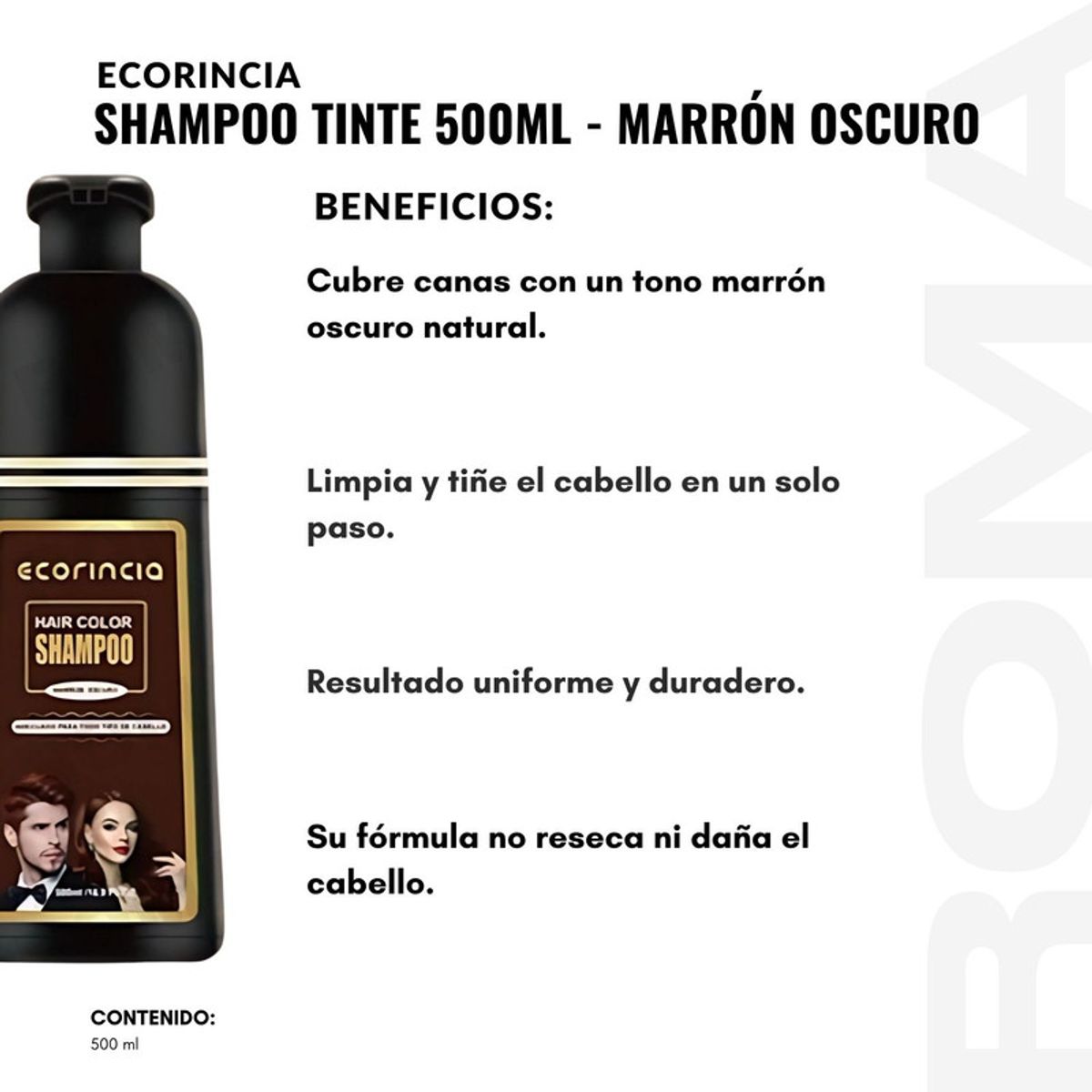 GENERICO - SHAMPOO TINTE 500ML ECORINCIA  MARRÓN OSCURO