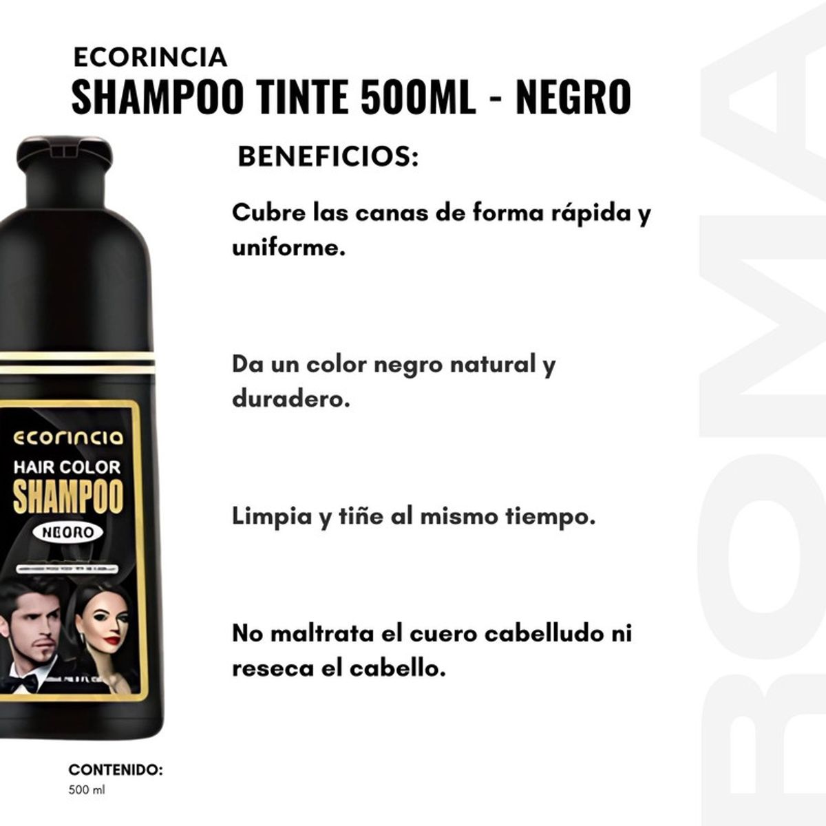 GENERICO - SHAMPOO TINTE 500ML ECORINCIA  NEGRO