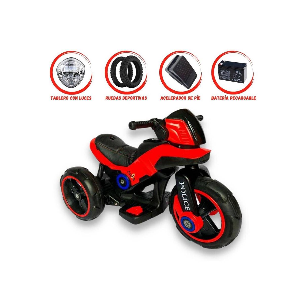 VOYAGE - Trimoto a Batería para Niños «POLICE» MP3 Red