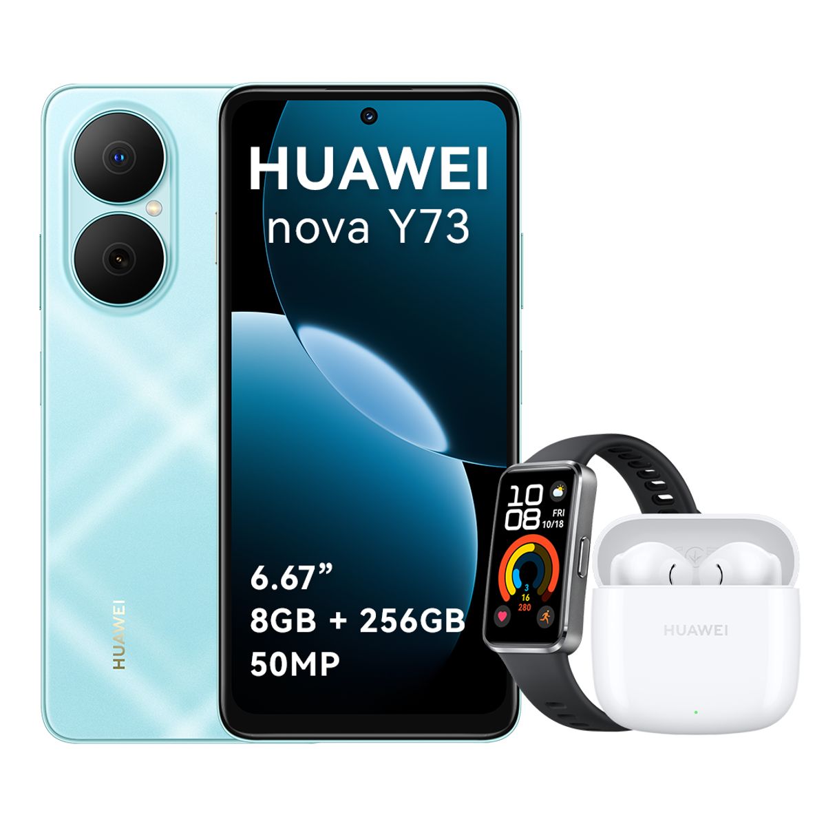 HUAWEI - Celular Huawei Nova Y73 Azul 8+256gb Dual Sim + Band 10 + FreeBuds SE 2