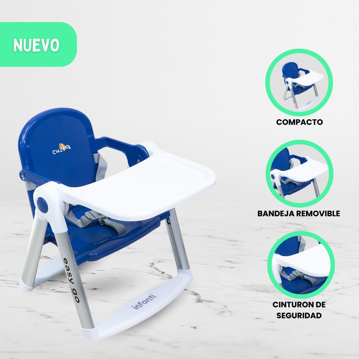 INFANTI - Silla de Comer Transportable Booster «EASY GO» Blue