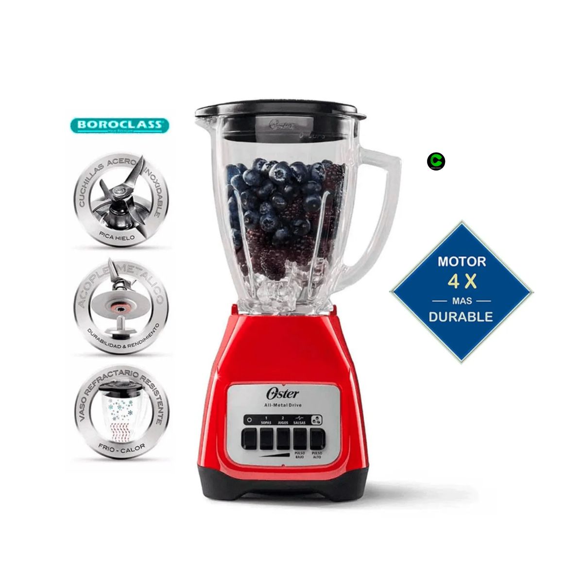 OSTER - Tri Combo Oster Extractor FPSTJE316R + Cafetera BVSTDCD5R y Licuadora