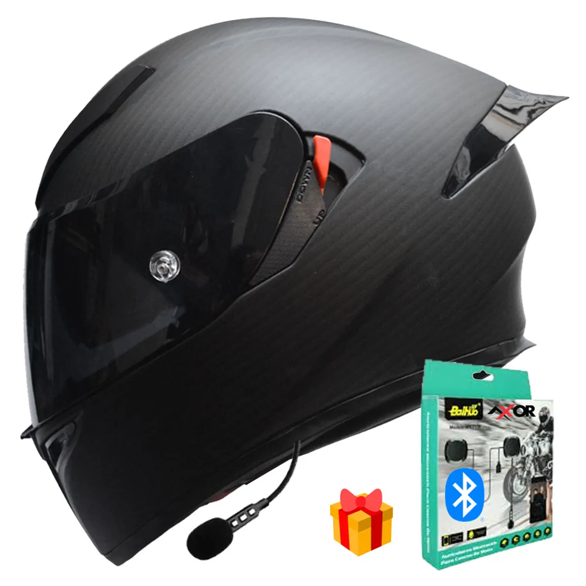 CES - CASCO MOTO AXOR EX BIHR FIBRA DE CARBONO NEGRO DOBLE VISOR