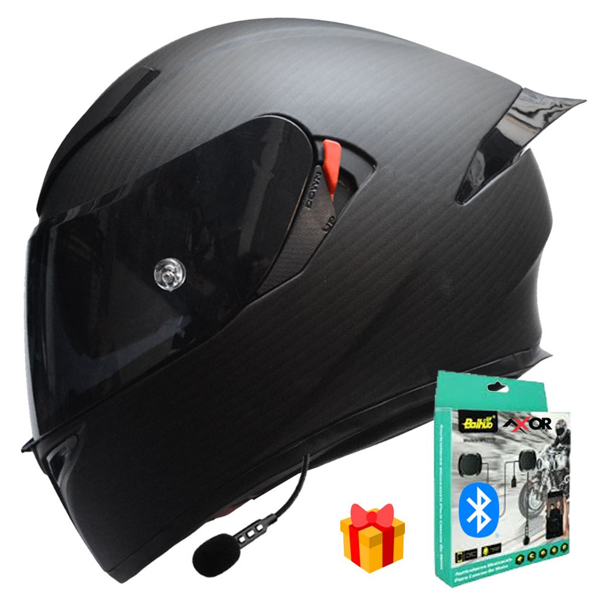 CES - CASCO MOTO AXOR EX BIHR FIBRA DE CARBONO NEGRO DOBLE VISOR
