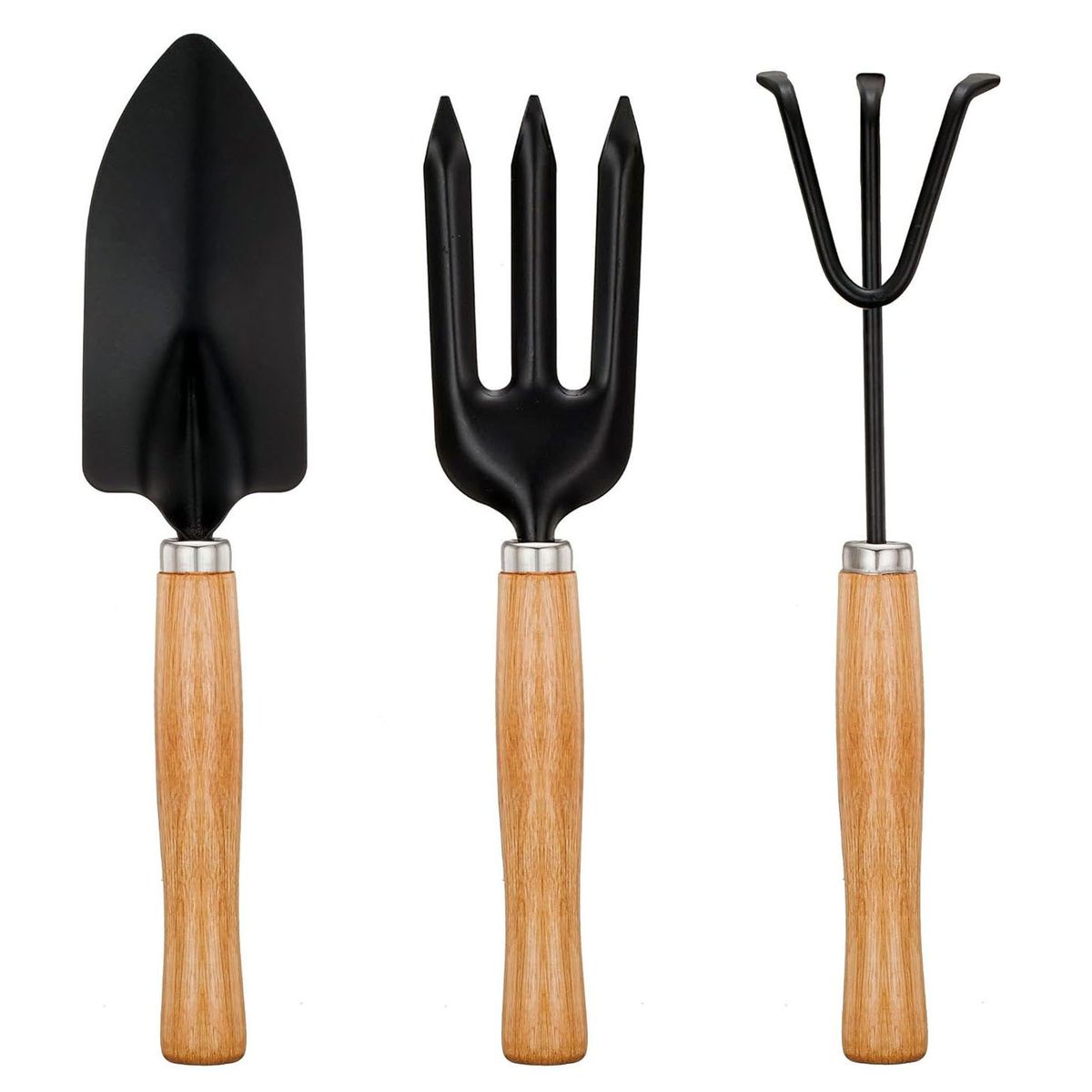 OEM - Set de herramientas para Jardinería 3 piezas Pala, Rastrillo y Tenedor