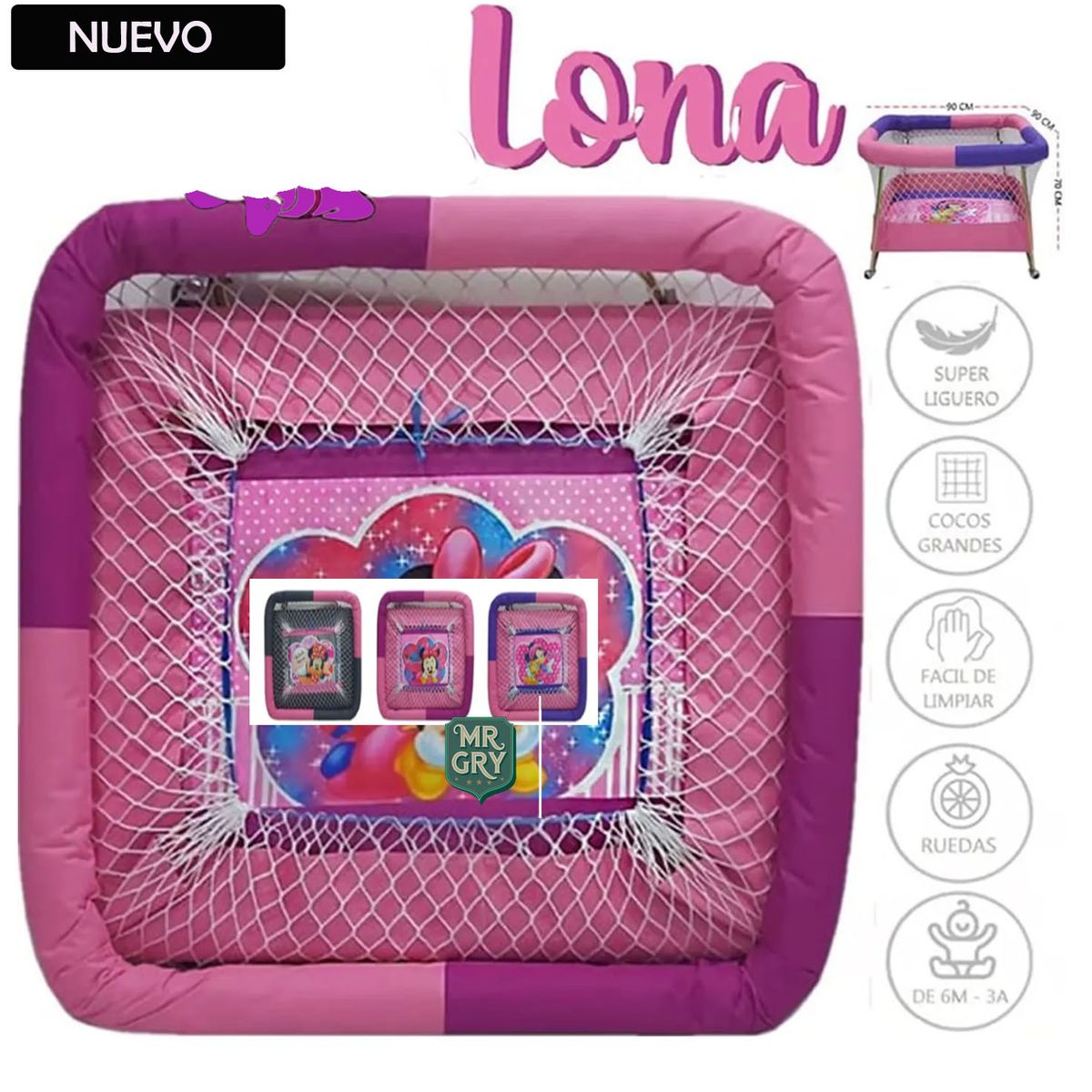 GENERICO - Corral Con Ruedas para Bebes Acolchado Lona Niña