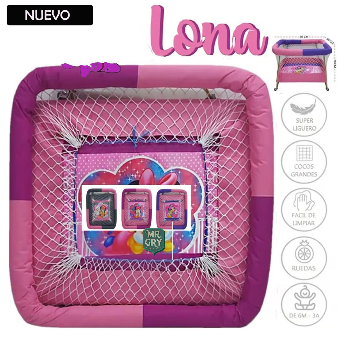 GENERICO - Corral Con Ruedas para Bebes Acolchado Lona Niña
