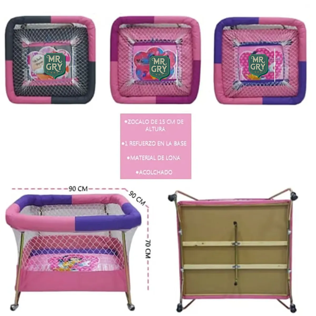 GENERICO - Corral Con Ruedas para Bebes Acolchado Lona Niña