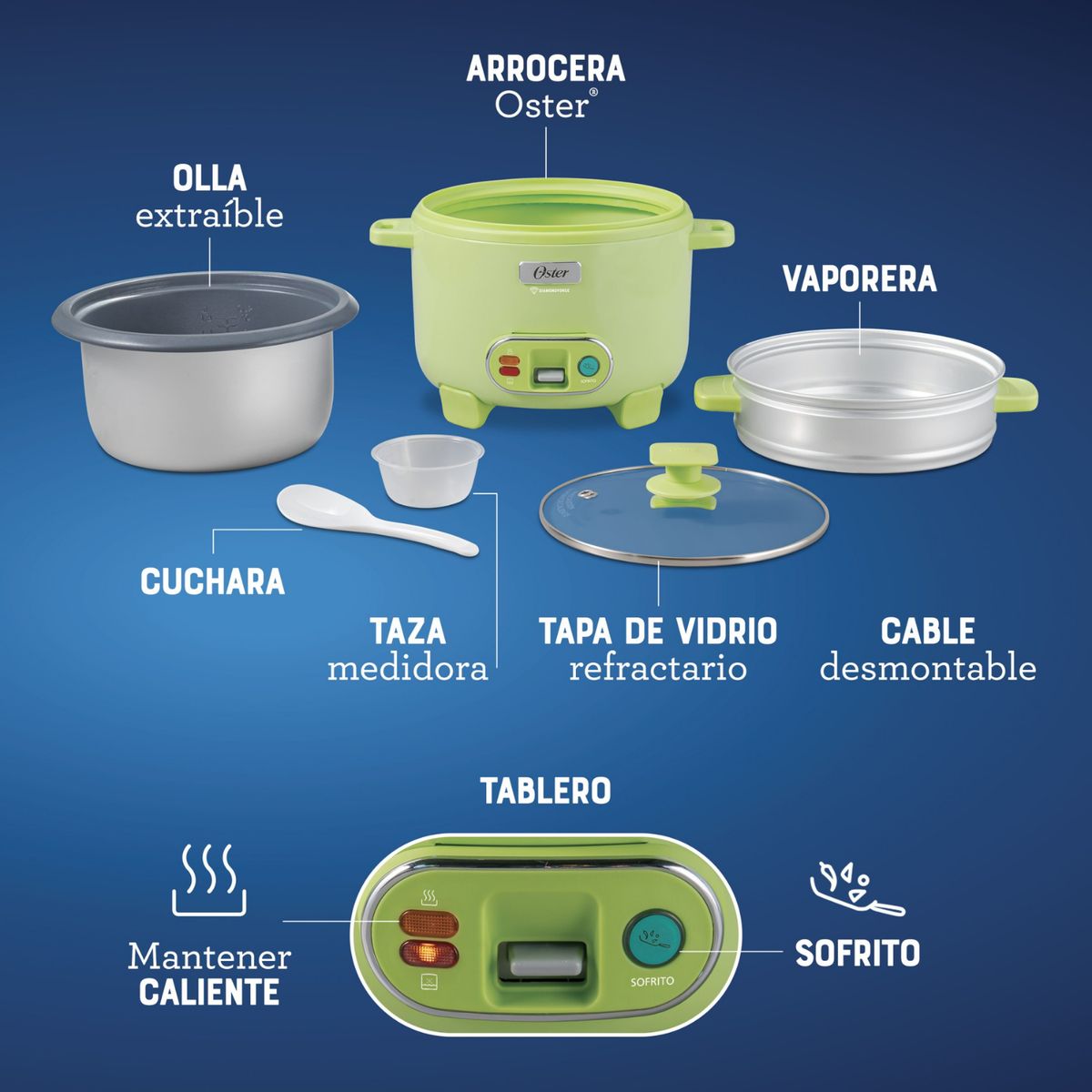 OSTER - Arrocera Oster 10 Tazas DiamondForce CKSTRC10DFGRN