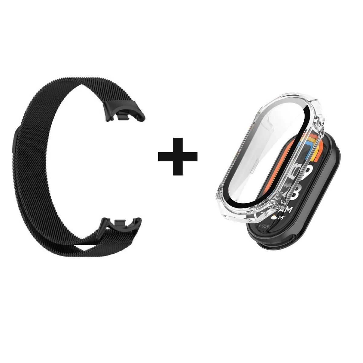 CASE - Pack correa negro + Case Bumper para Xiaomi MI band 8
