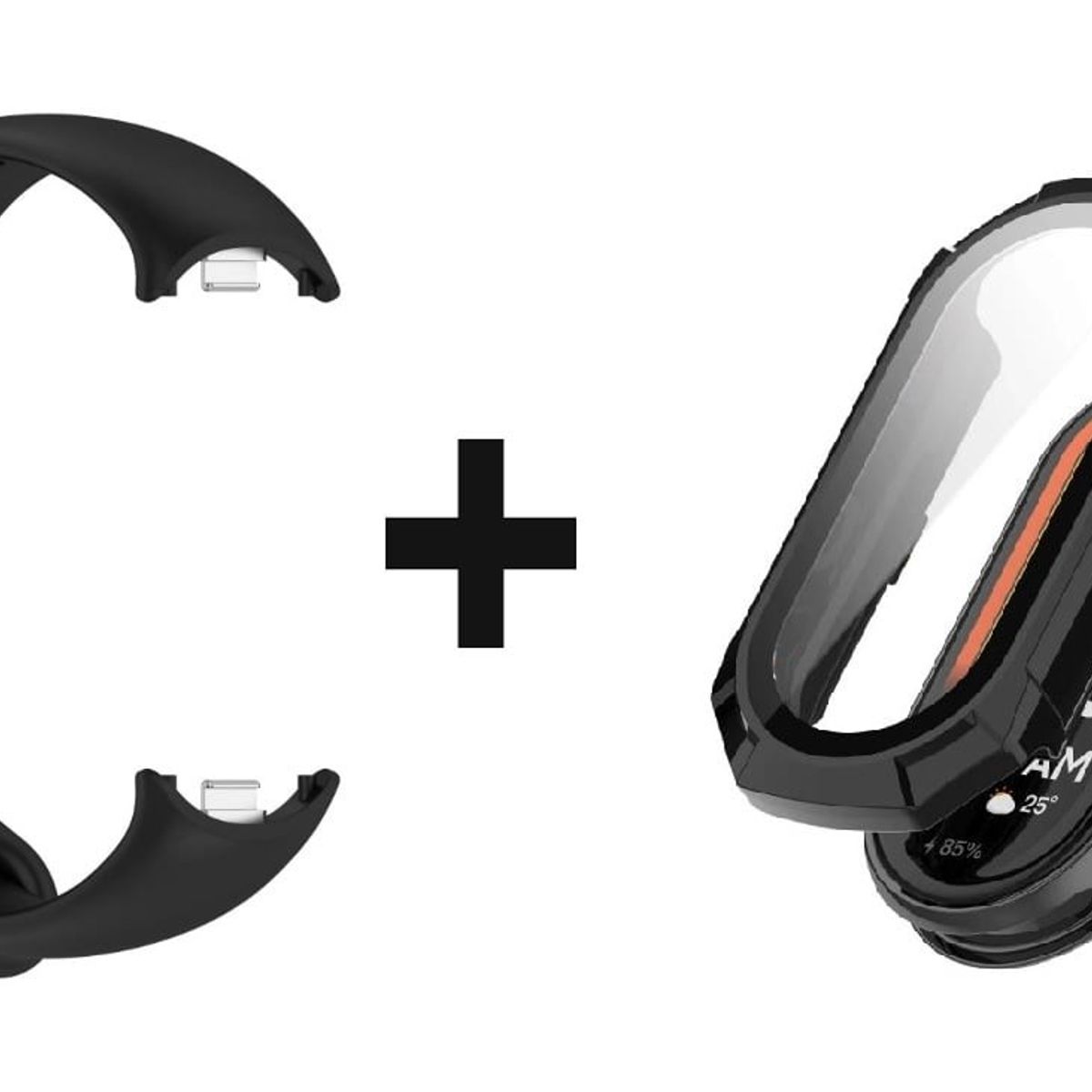 CASE - Pack correa negro + Case Bumper para Xiaomi MI band 8