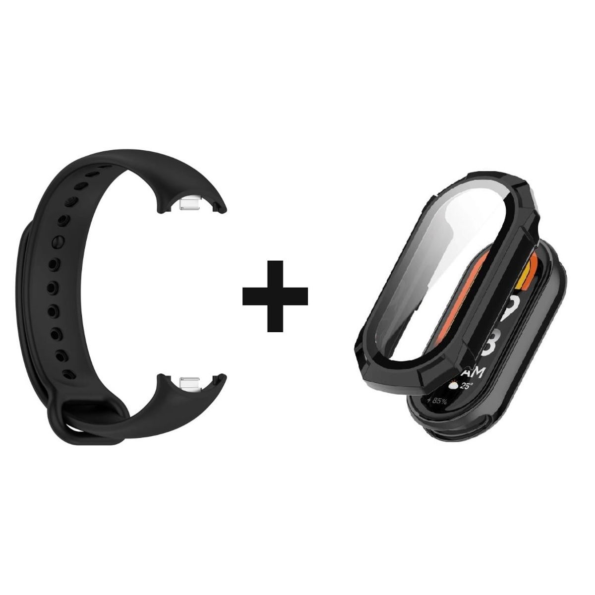 CASE - Pack correa negro + Case Bumper para Xiaomi MI band 8