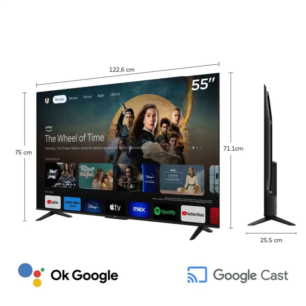 TCL - Televisor Smart UHD 4K 55 pulgadas TCL LED 55P6K
