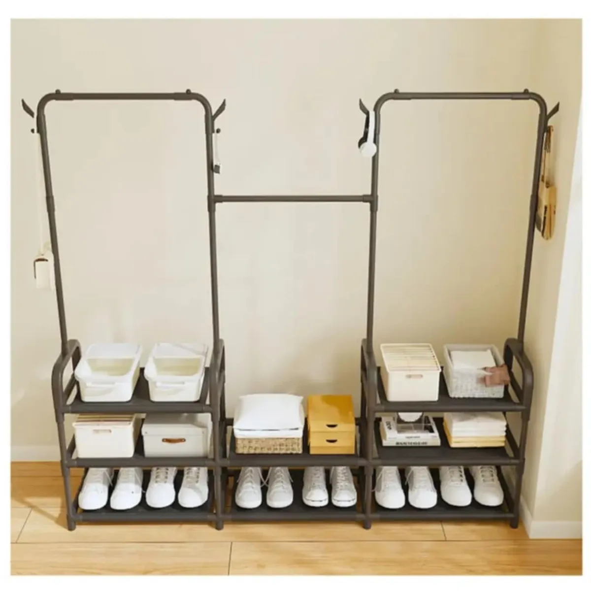 GENERICO - Organizador Perchero Colgador de Ropa de 3 Niveles Zapatero Moderno