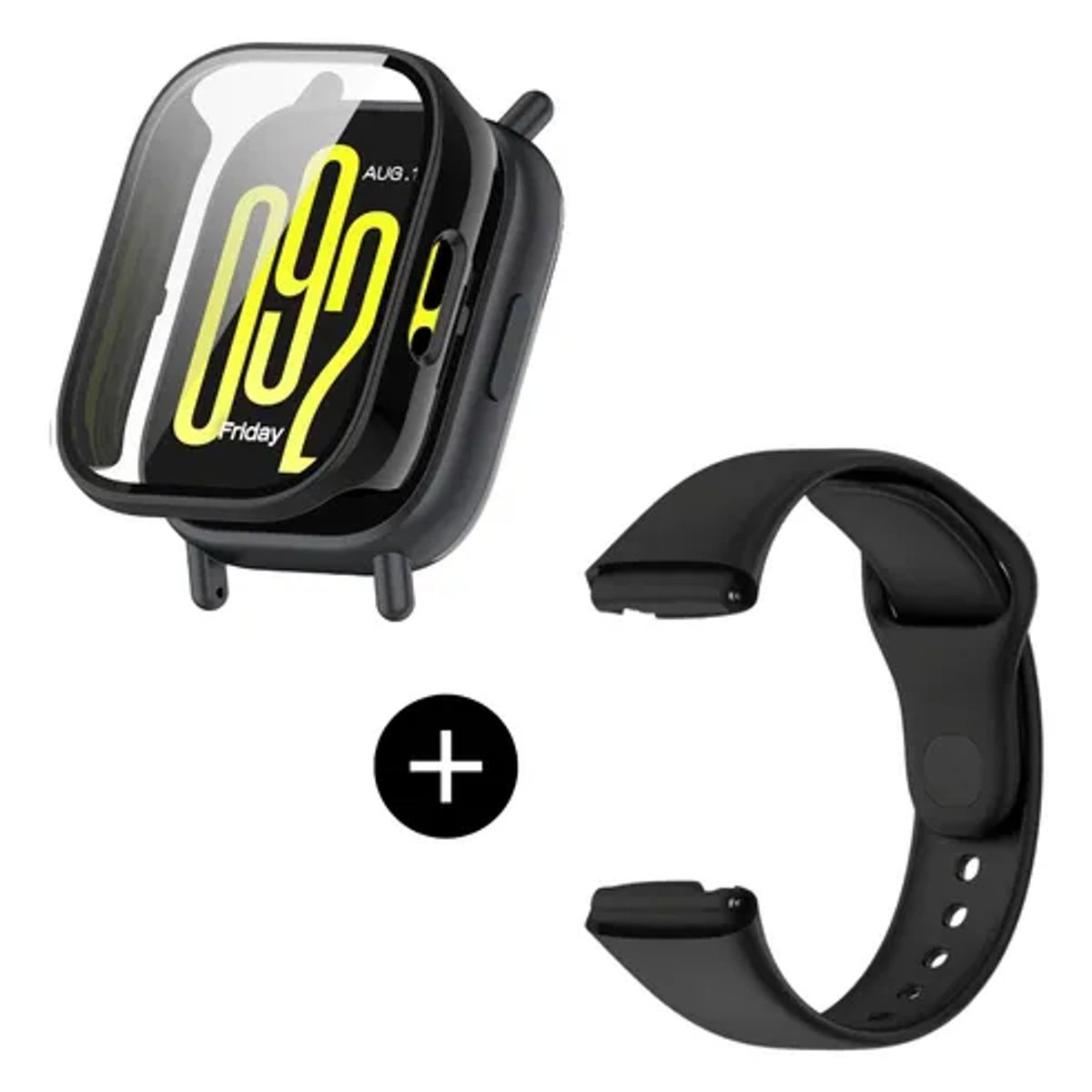 CASE - Pack correa Negro + Case Bumper para Redmi watch 3 Active